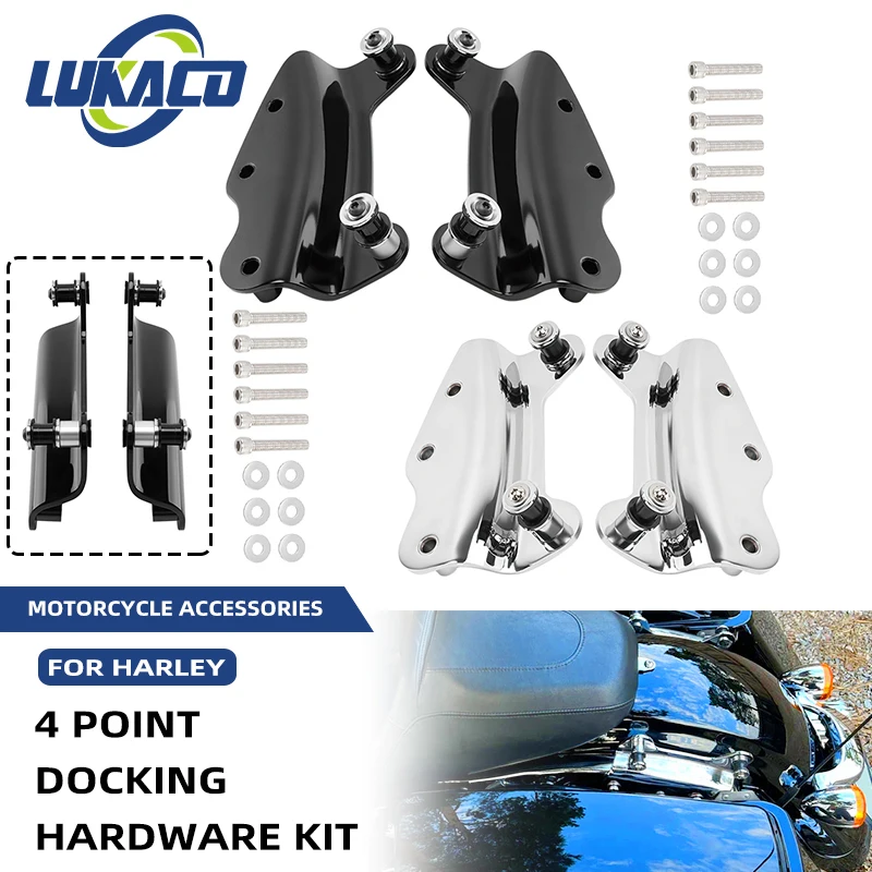 

Black Motorcycle Backrest Point Docking Hardware Kit Chrome For Harley Touring Street Glide Road Glide Road King CVO 2009-2013