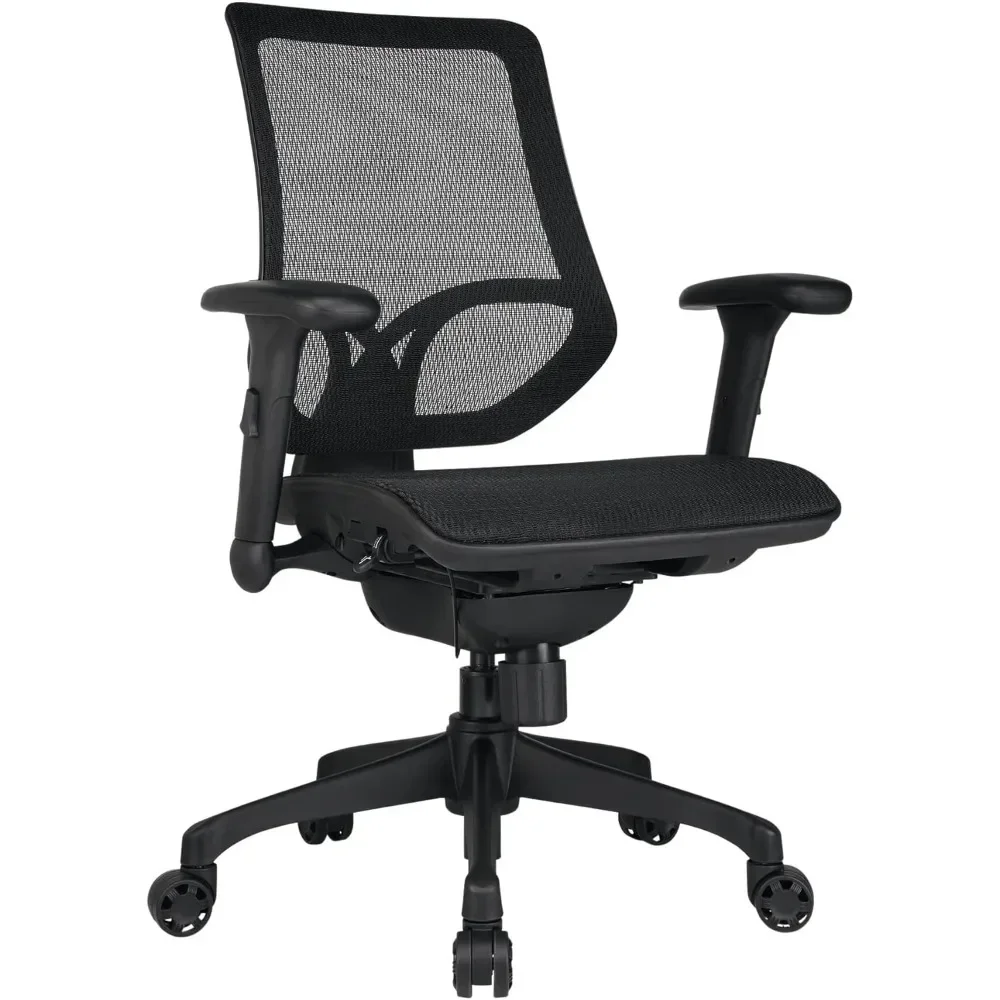 

Ergonomic Mesh/Mesh Mid-Back Task Office Chair, Black/Black, BIFMA Compliant