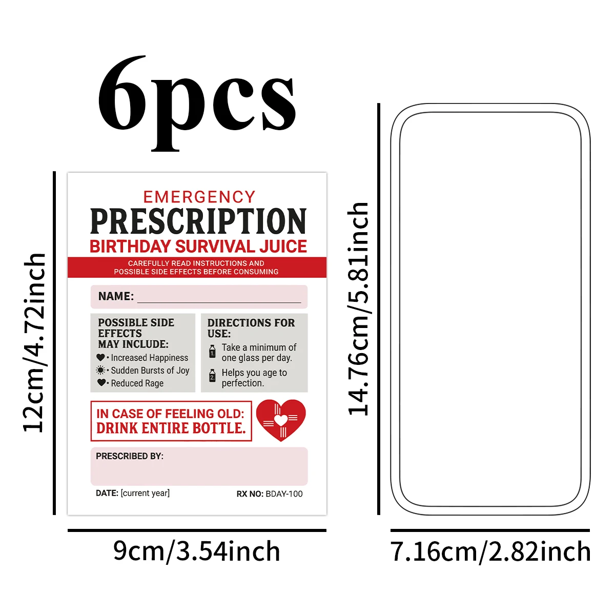 6 Stück lustige Notfall-Etiketten für Geburtstagsweinflaschen, leer für handgeschriebene Namen, Gag-Geschenkaufkleber für Geburtstags-Überlebensgetränke – Detail 2