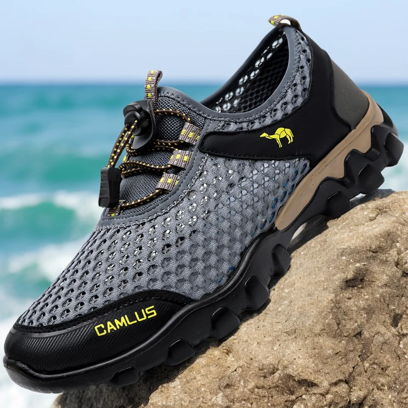 Men Outdoor Summer Hiking Shoes Hollowed Out Casual Breathable Mesh Sports Wear Resistant Anti Slip Running Sneakers