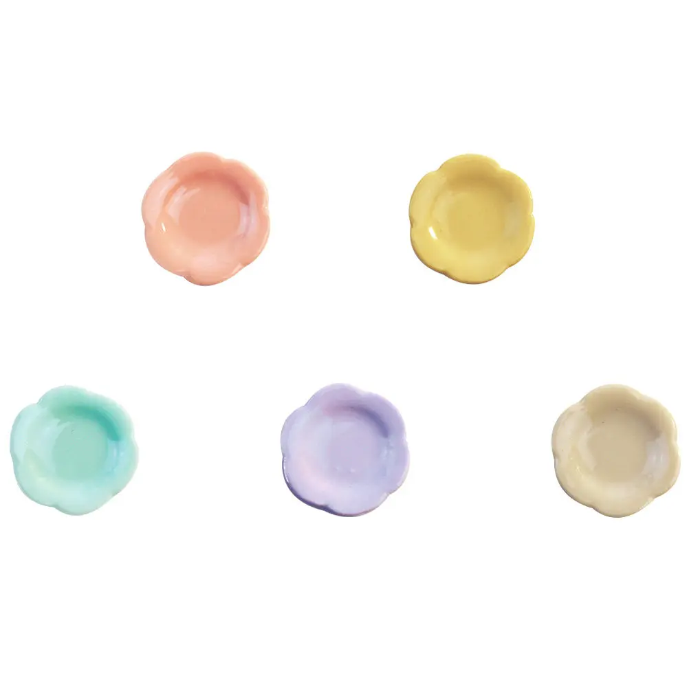 

5Pcs Mini Dish Small Kitchen Tableware Sturdy Mini House Decorative Plates Scene Layout Furniture Pretend Play Toy