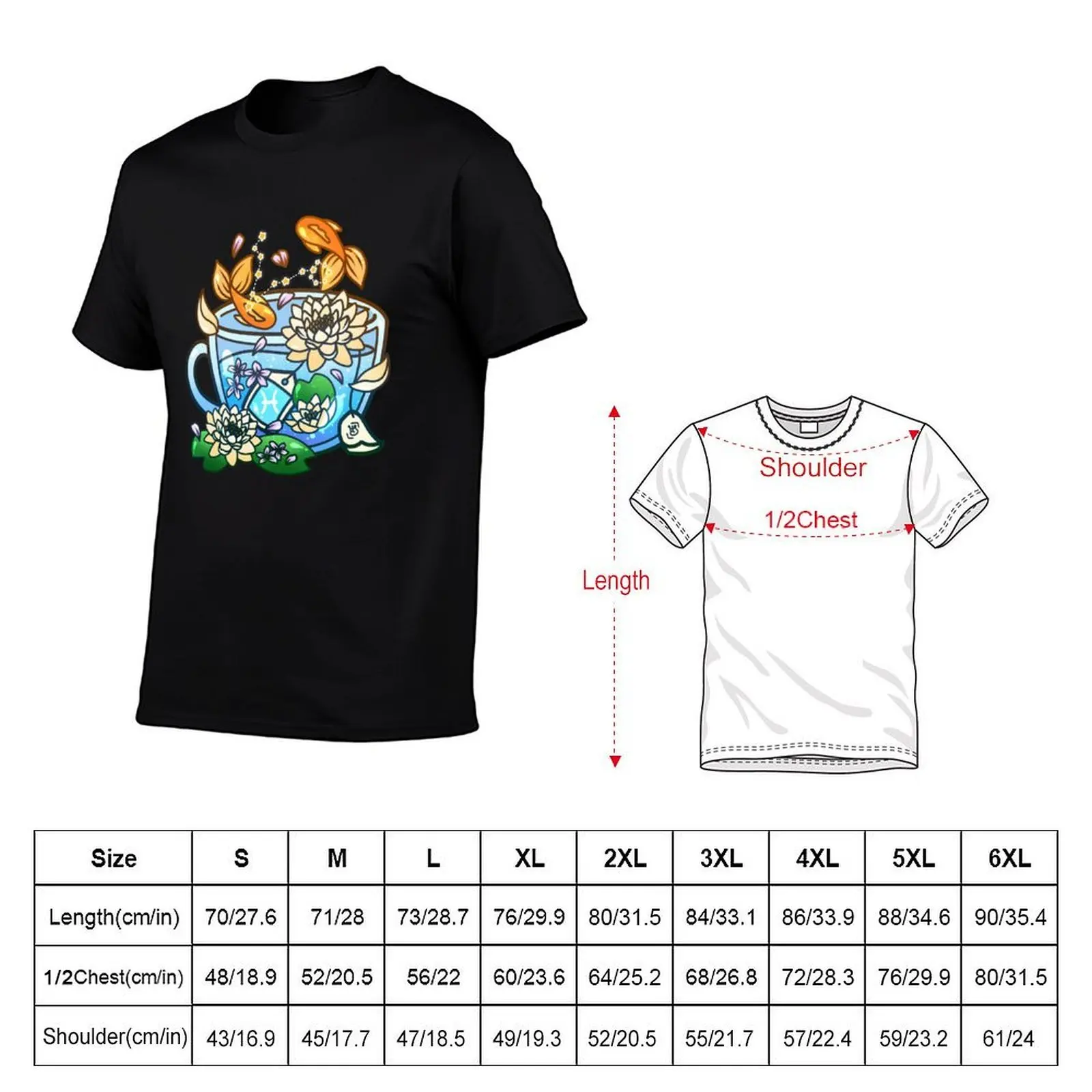Pisces Zodiac Teacup T-Shirt anime clothes vintage anime shirt fitted t shirts for men