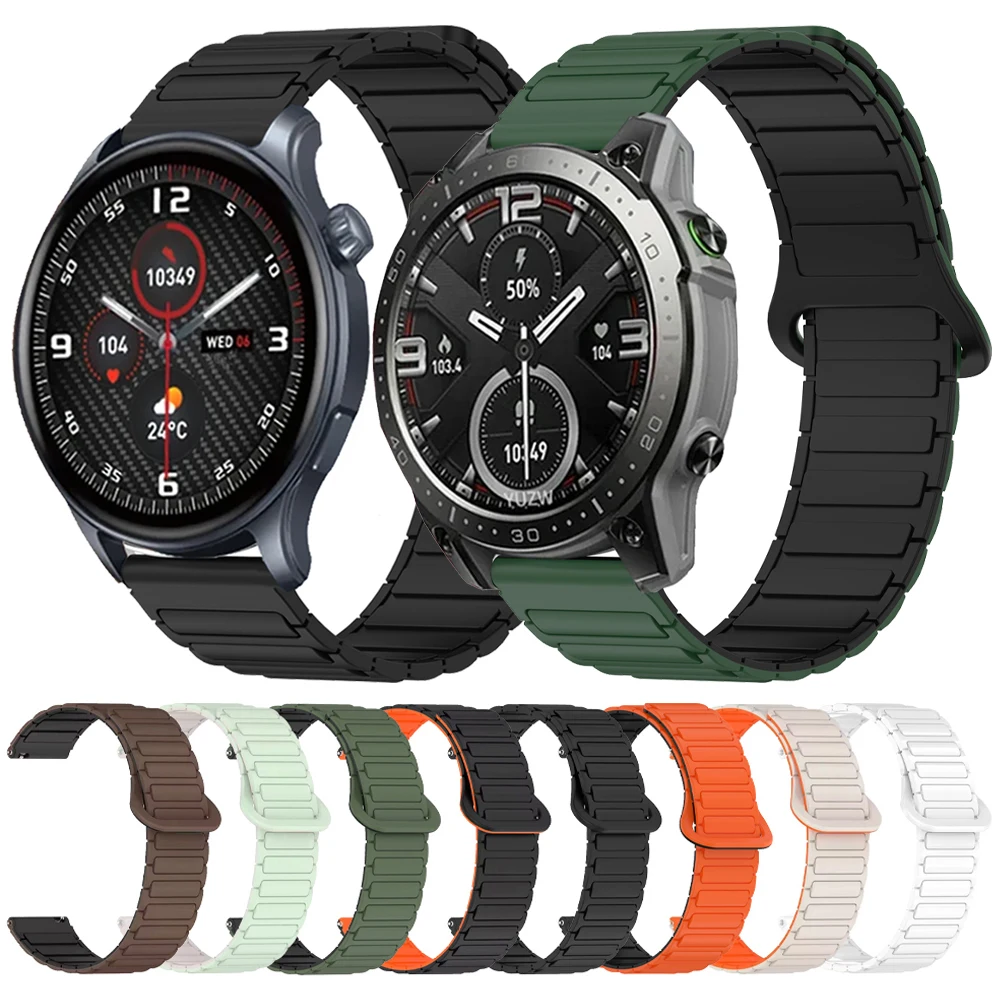 For Zeblaze Btalk 3 Pro/Plus Silicone Band For Zeblaze Stratos 2 Ultra/Ares 3 Pro/ibe 7 Pro Sport Wristband 22mm Magnetic Straps