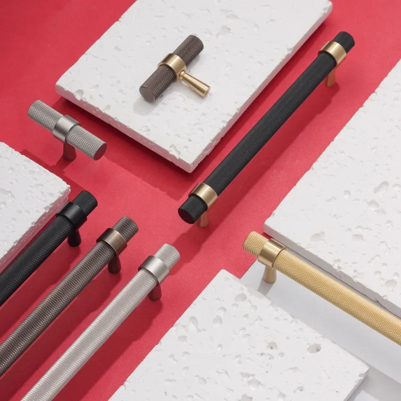 Brass Knurled Antique Bronze Double - Hole Long Handles Ideal for Italian - Style Simple Furniture Drawer and Cabinet Doors