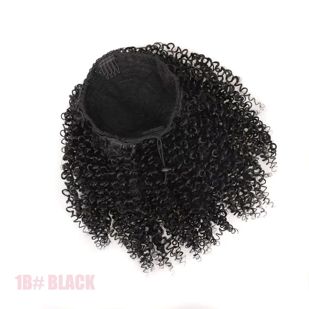 وصلة ذيل حصان صناعية برباط منتفخ أفريقي للنساء ذوات البشرة السمراء، مشبك أفرو مجعد قصير على كعكة برباط غريب