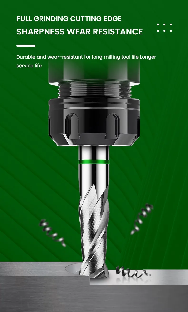 AZZKOR TGH-HRC50 2-Schneiden Hartmetall-Wolframstahl für Aluminium-Flachfräser CNC Mechanische Holzbearbeitung Fräswerkzeuge 1-20 – Detail 9