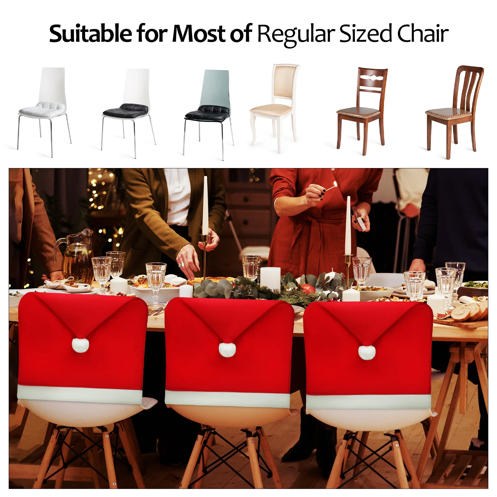 

10Pcs Christmas Chair Back Covers Warm Holiday Design Non-Woven Fabric Chair Covers for Kitchen Party Indoor Decorations
