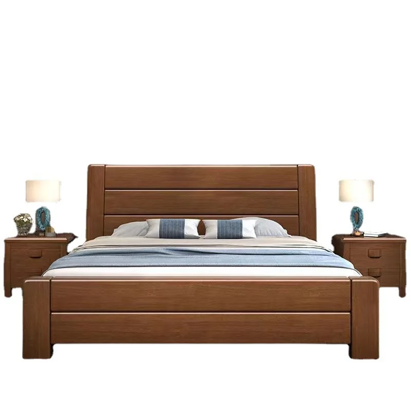 

Chinese solid wood bed engineering single unit modern simple 1.8 meters 1.5m double air pressure high box storage bed master