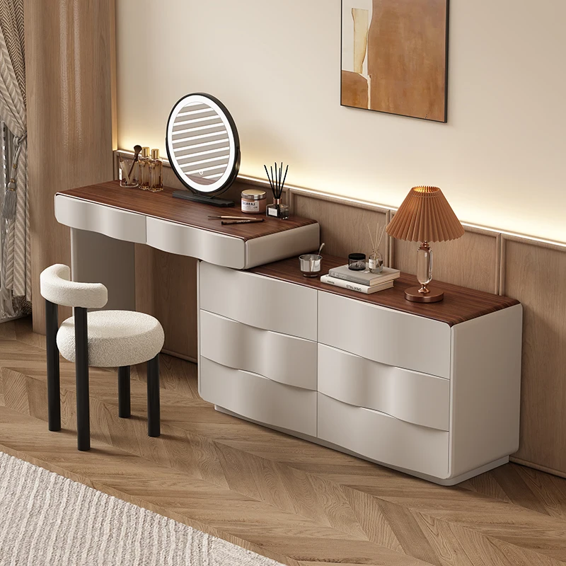 

Shelf Luxury Dressing Table Girls Mirror Storage Cabinet Stool Dressing Table Luxury Jewelry Toaletka Home Home Furniture