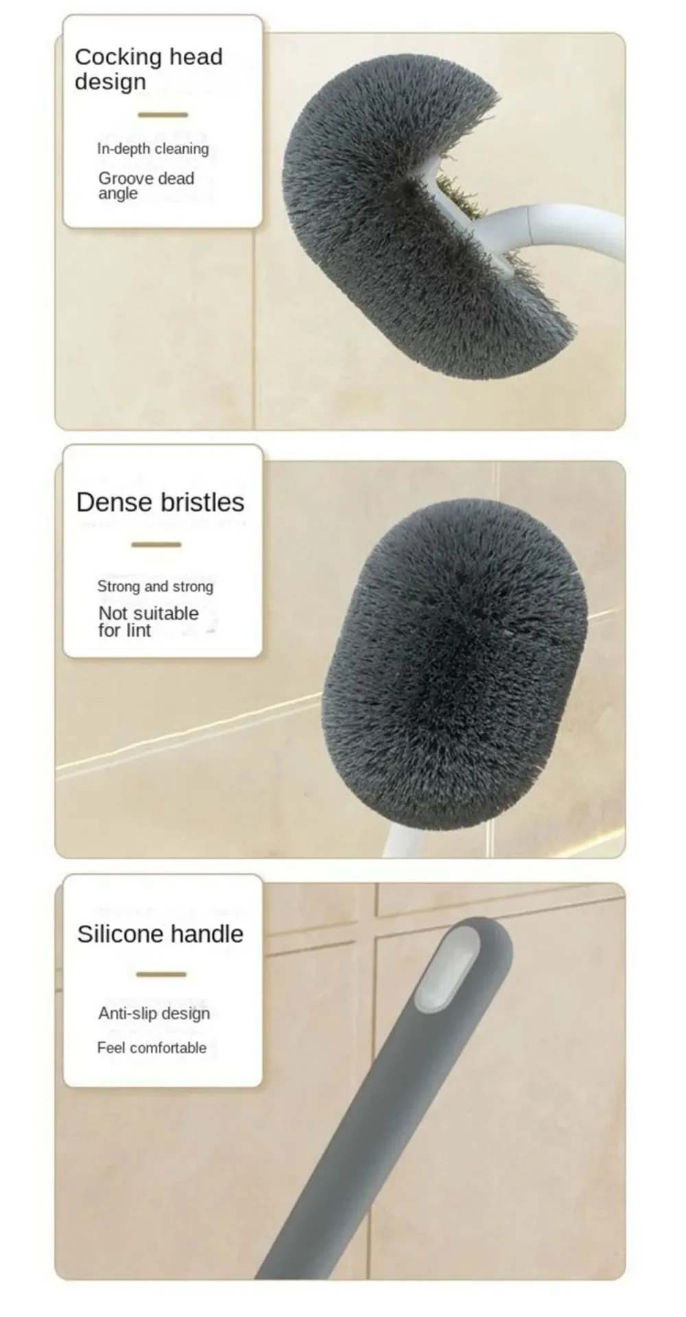 Wandmontierte S-förmige Toilettenbürste Ohne Tote Winkel Langstieliger Eckenreiniger Weiche Borsten Hock-Toilettenreinigungsbürste – Detail 8