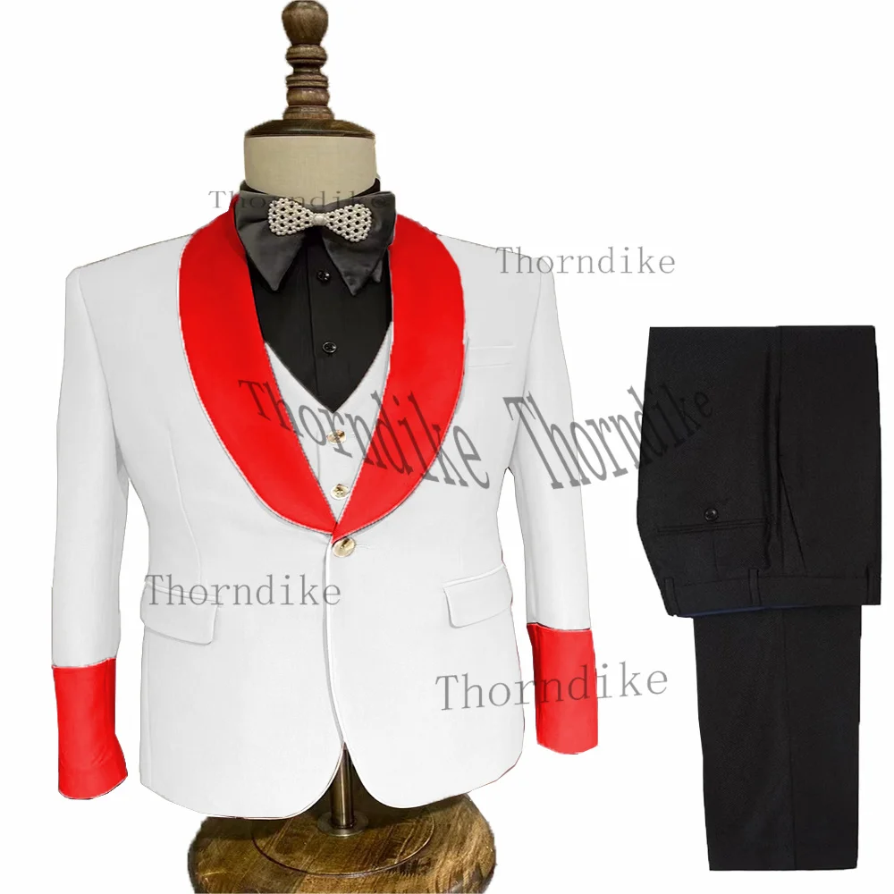 Thorndike Men's 3 Pieces Suit Shawl Lapel Party Suit Slim Formal Wedding Tuxedo Suit Can Be Customized(Jacket+Vest+Pant)