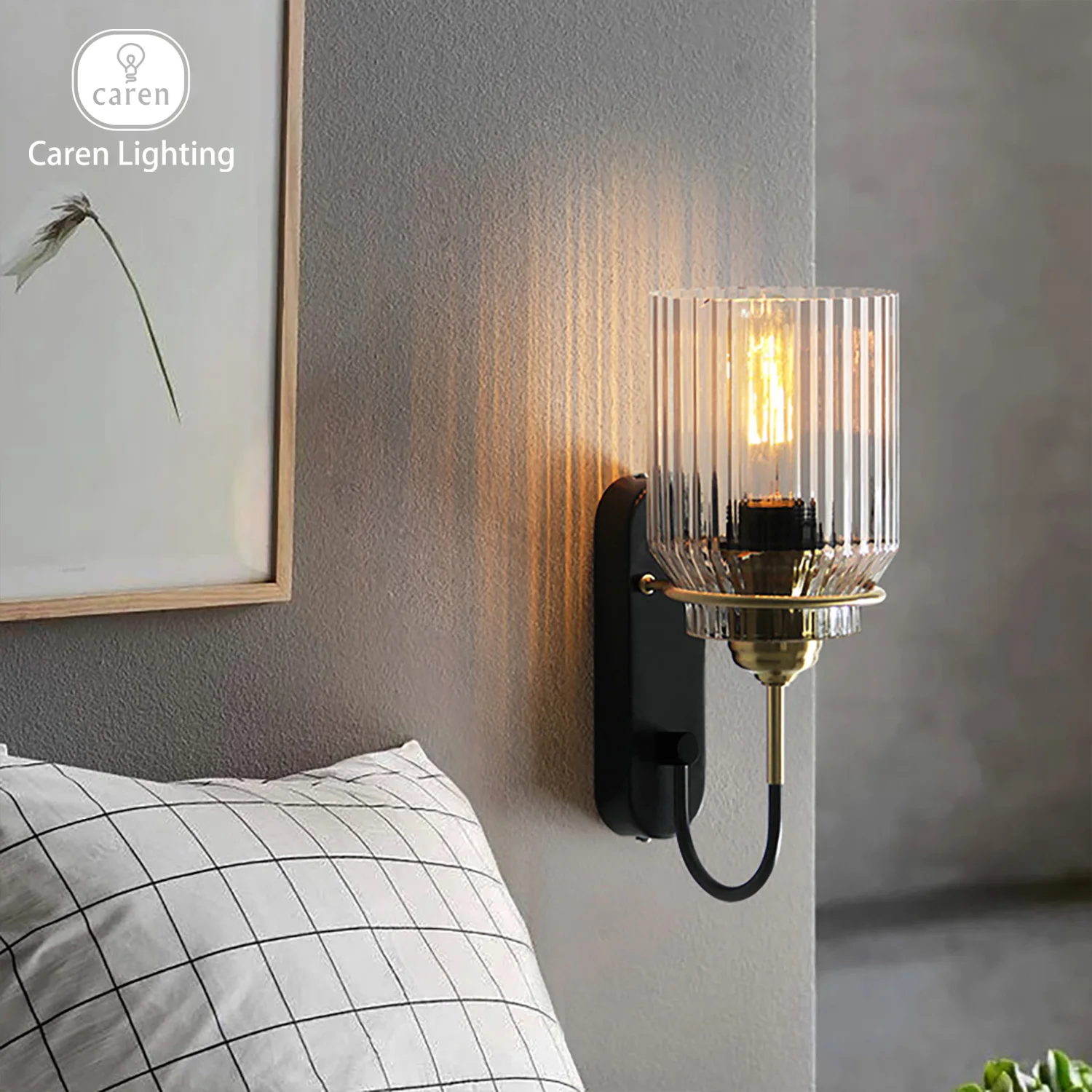 

Caren Lighting Ретро винтажный настенный светильник бра Современный скандинавский e27 стеклянный светильник ручной работы для ресторана, спальни, декоративный интерьер Прикроватная тумбочка
