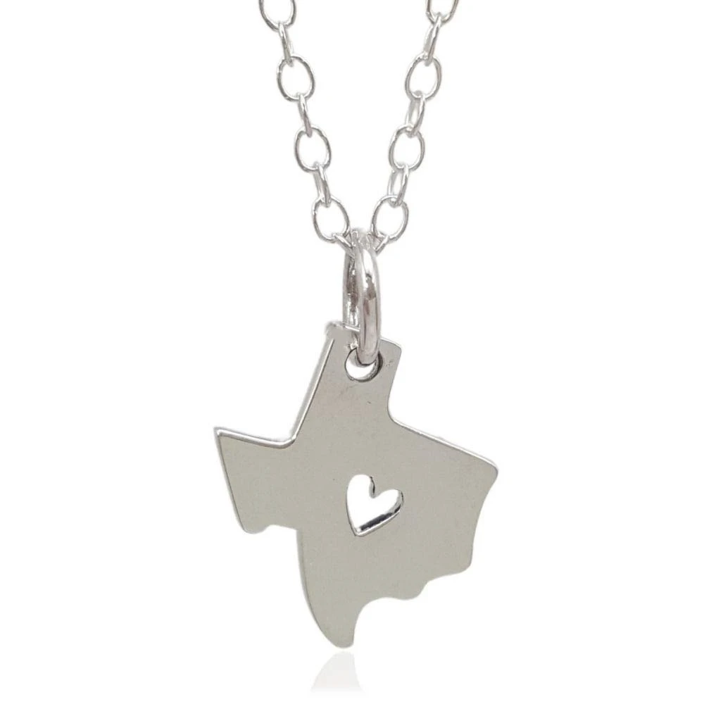 Fashion Love Heart USA Texas Map Georgia Alabama State pendant Necklace Small charm cowgirl Necklaces Gift Jewelry