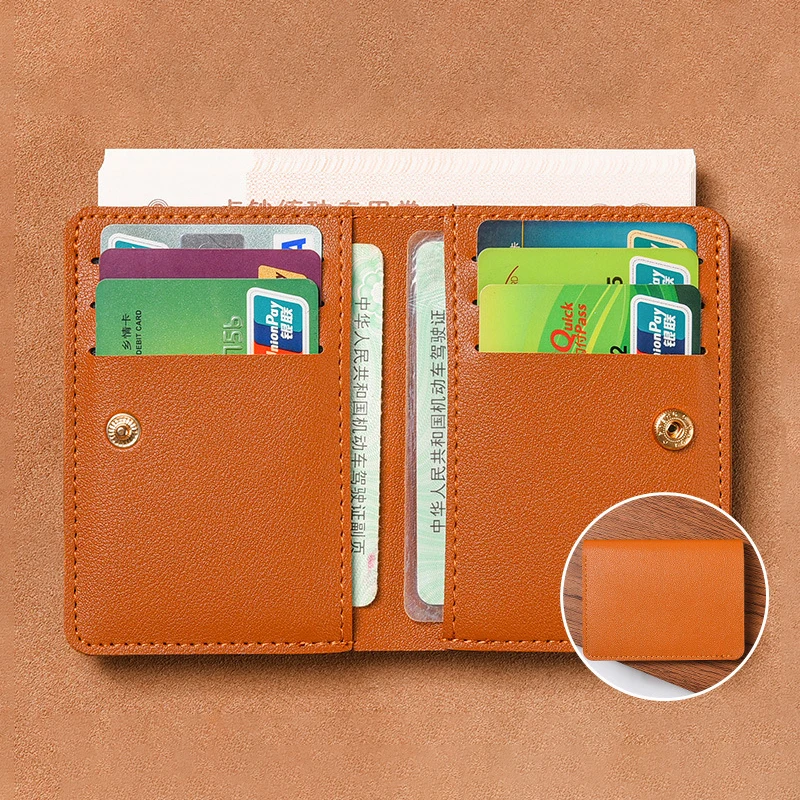 High Brand Card Bag Two Fold Buckle Small Wallet Portable Bank Card Driver'S License Two In One Ultra Light Thin Card Bag Wallet