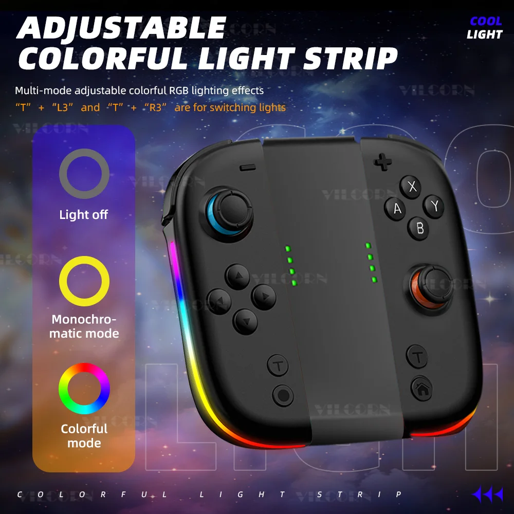 وحدة تحكم الفرح اللاسلكية للتبديل Oled Lite Gamepad Hall Effect عصا التحكم المزدوجة الاهتزاز توربو التحكم عن بعد 6 محور الدوران #5