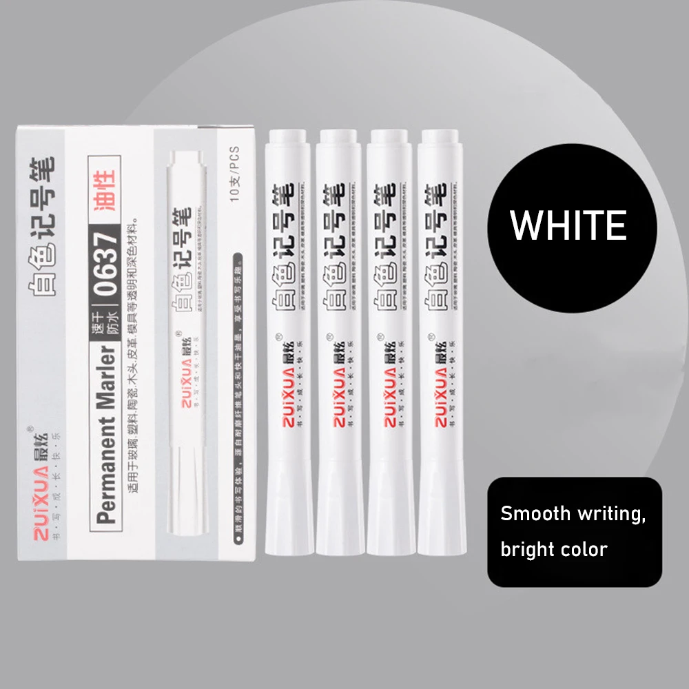 White Oily Marker Pen Waterproof Gel Pencil Permanent Paint Marker Pen Tire Painting Environmental Graffiti Pens Supplies