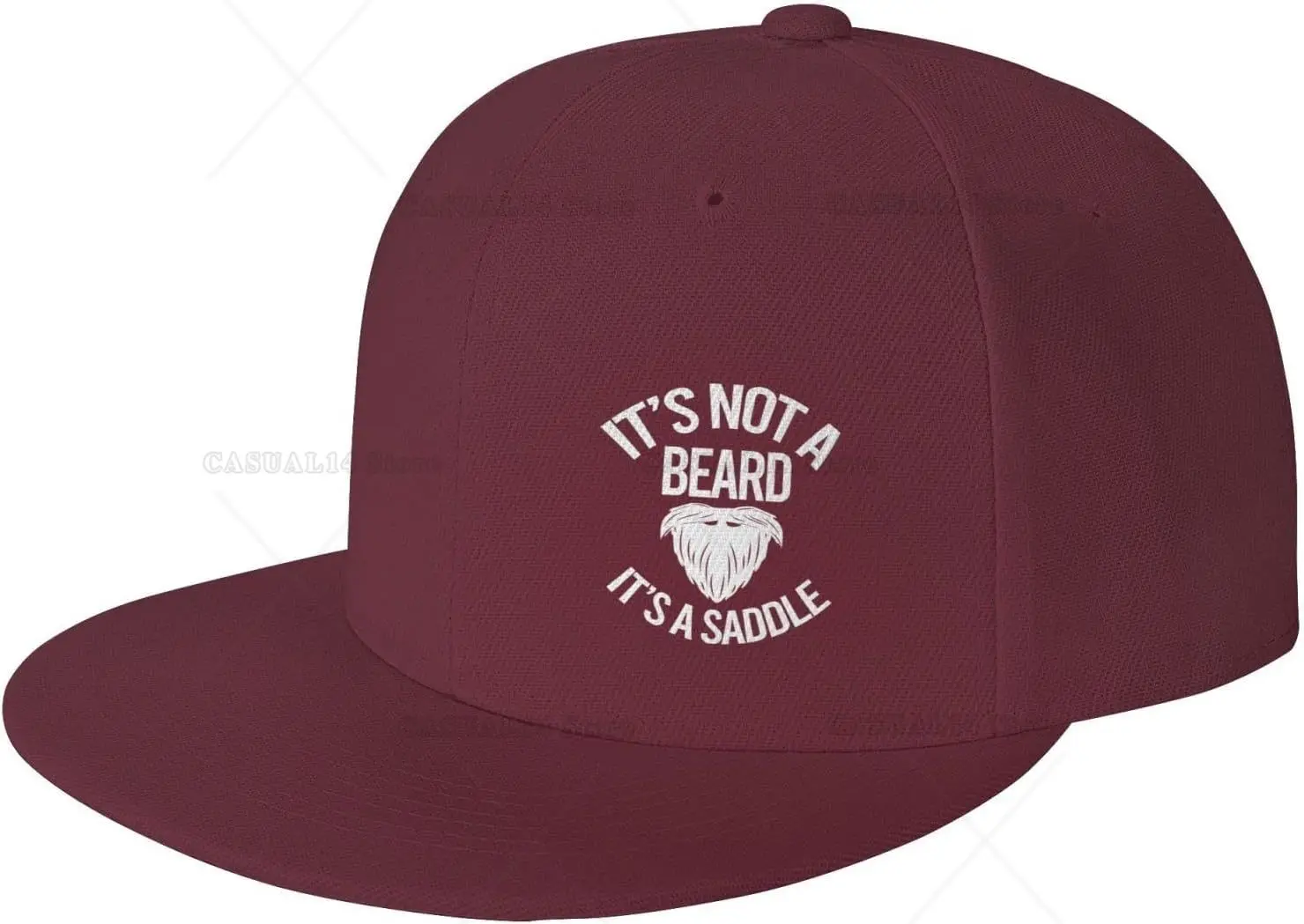 

It's Not A Beard It's A Saddle Men's and Women's Snap Hats Flat Brim Baseball Caps Cute and Funny Hats Trucker Dad Hats Black