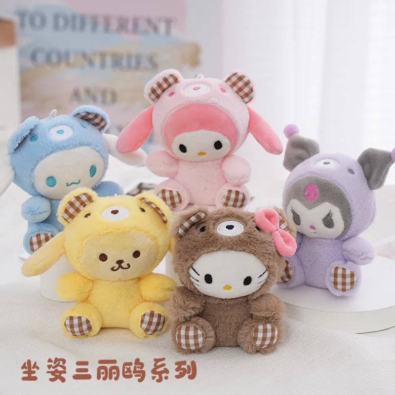 

12 см Kawaii Sanrio брелок кукла Hello Kitty My Melody Kuromi Cinnamoroll мультфильм животное кулон украшение для рюкзака