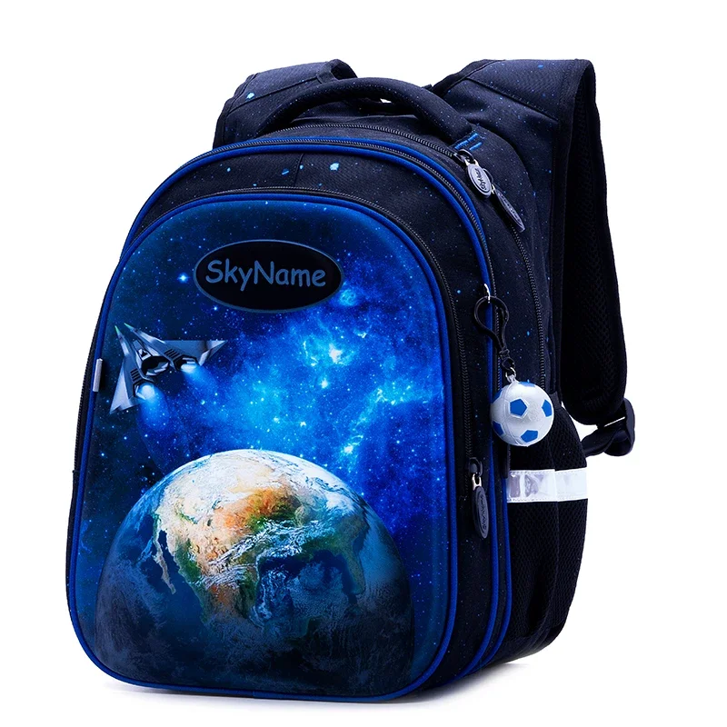 New Cartoon 3D Football Kids Schoolbag Orthopedic Primary School Backpacks for Children Reflective Grade 1-3-4 Big Book Bag Pack