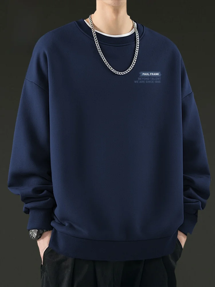 

Spring Heavyweight Sweatirt Men's round Ne Casual Top Simple Spor Sle Jaet Breathable Waable Wear-resi...