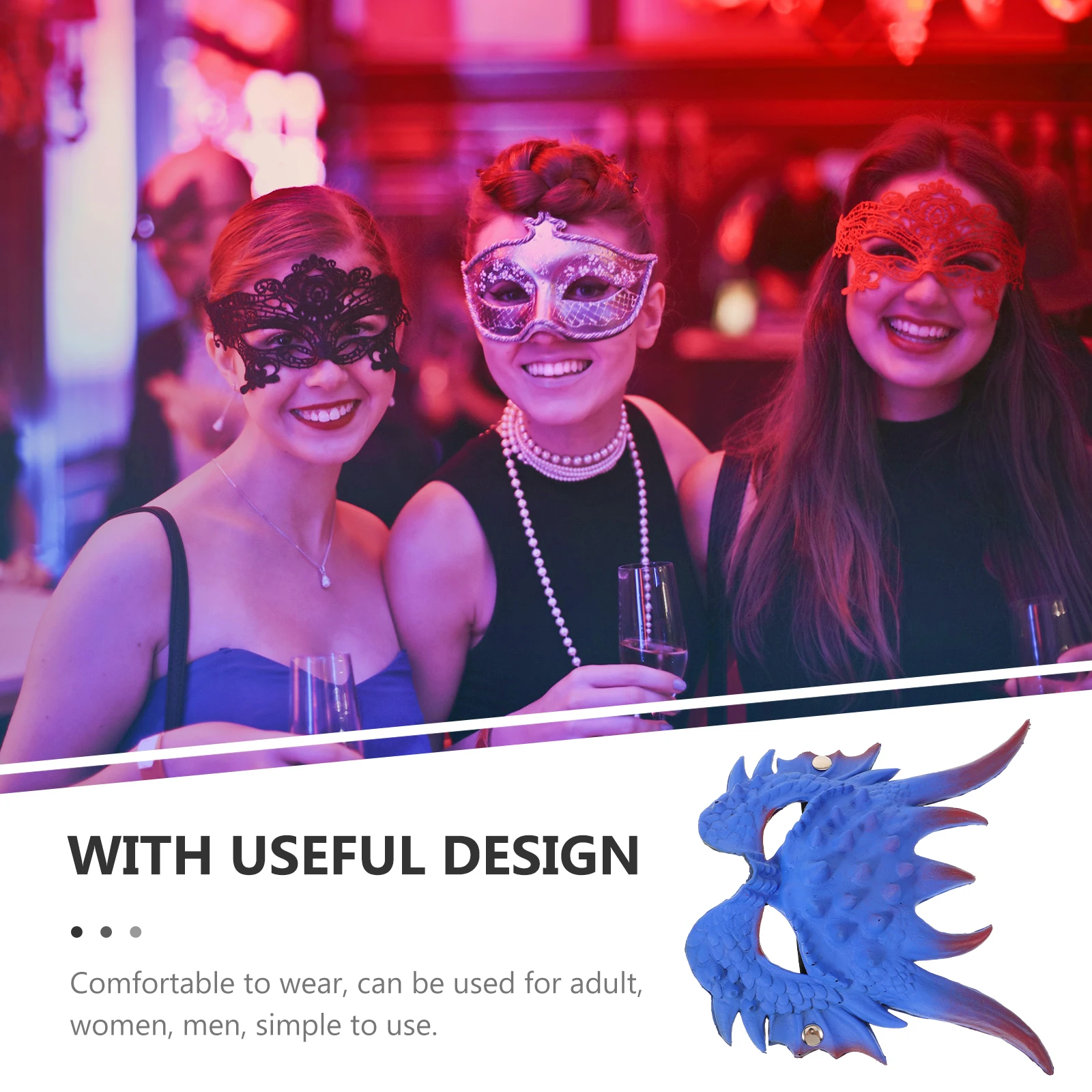 

Dragon Mask for Halloween Party Carnival Adult Costume Accessory Masquerade Blue Lightweight Breathable Comfortable Wear Cosplay