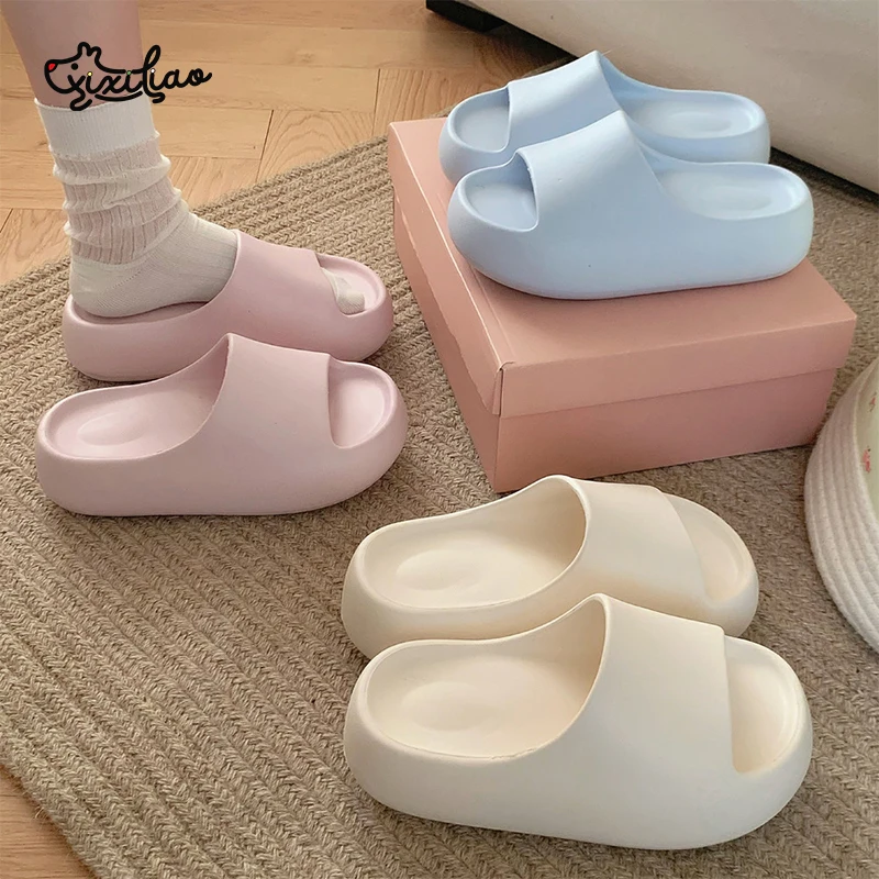 XIXITIAO  EVA Platform Slippers for Women Summer Comfortable Non-slip Versatile Indoor Outdoor Solid Color Simple Beach Sandals image 2