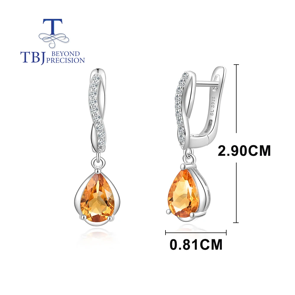 Trendy Clasp Drop Earring Natural Citrine Gemstone 925 Sterling Silver for women Birthday & Special Occasion Luxury  Jewelry TBJ