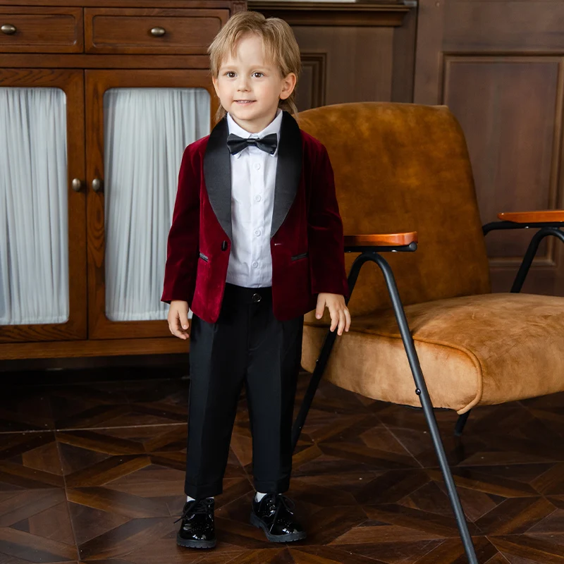 الأطفال ربيع الخريف سليم صالح البدلة مجموعة الصبي البيانو المضيف أداء عيد ميلاد التصوير زي الاطفال السترة السراويل ربطة الزي