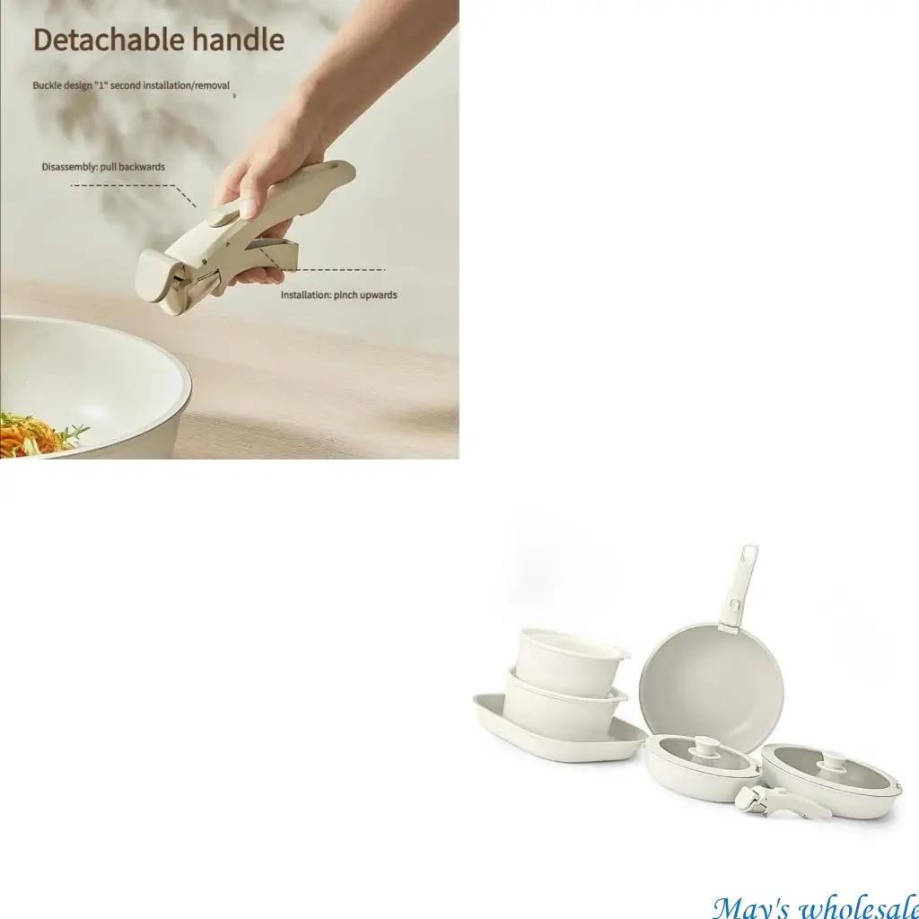 Detachable Handle Nonstick Cookware Set Aluminum Frying Pan Skillets Cookware For Sauteing Steak And Stir Fry 448A