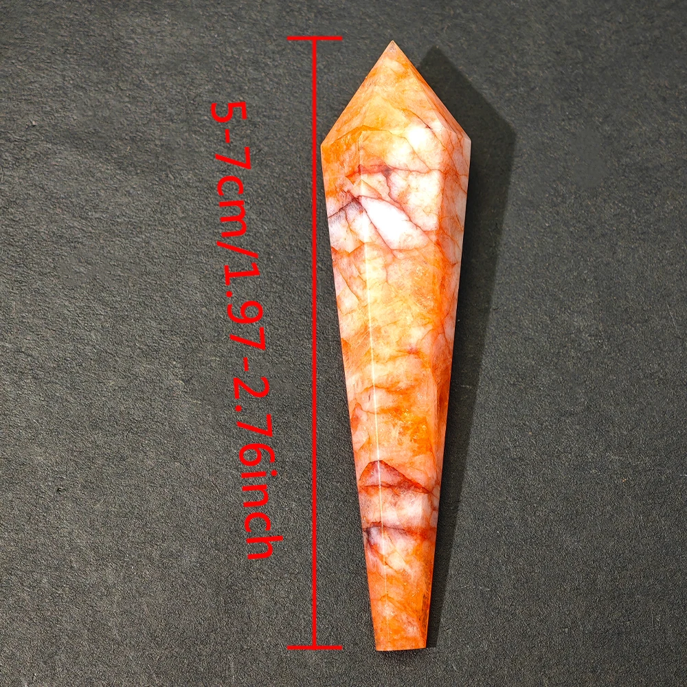 Natural Red Glue Flower Wand  White Crystal Tower Home Decoration Rock Quartz Wand Single Point Polished Obelisk Healing Gift