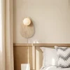 Vintage Natural Stone Art Decoration Wall Lamp Interior Glass Lampshade Led Light With Pull Chain Bedroom Decor Sconce 3