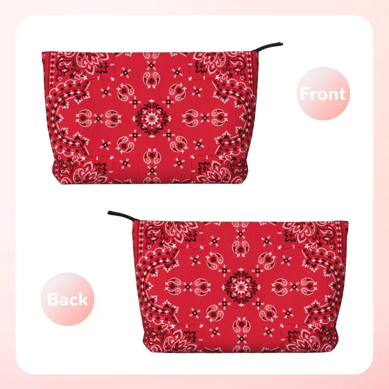 Custom Ethnic Bohemia Red Paisley Bandana Toiletry Bag for Women Makeup Cosmetic Organizer Ladies Beauty Storage Dopp Kit Case
