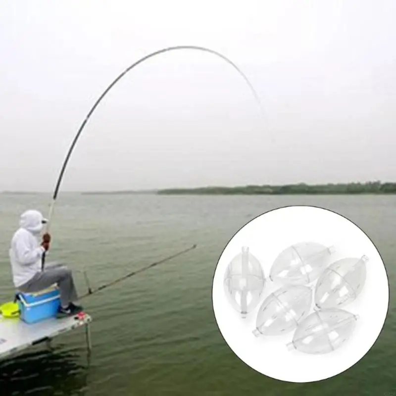 

G92F 5Pcs FishingsCastings Bobbers Spin Float Fishing Clear Float Plastics Oval Ball Strikes Easy to Use