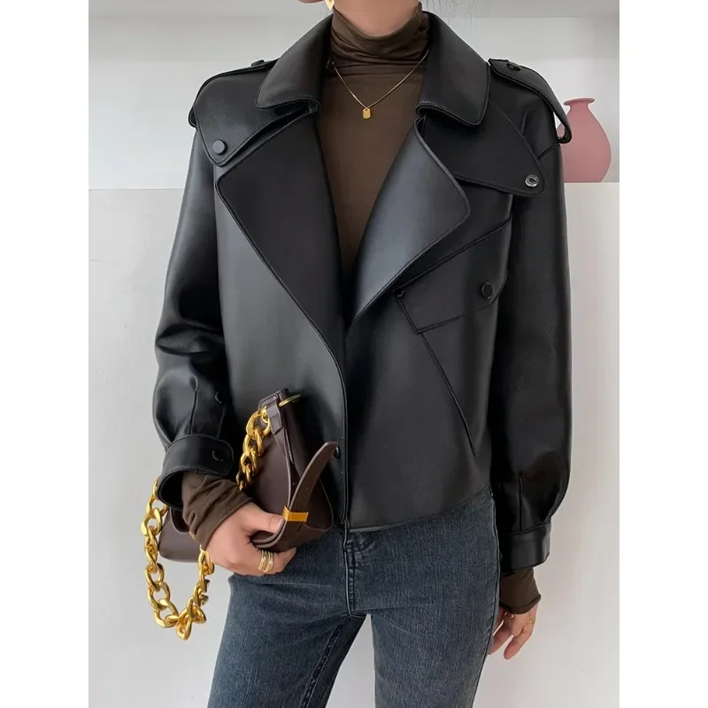 Women Real Sheepskin Real Leather Jacket High Quality Fashion Jacket Lady Model Coat