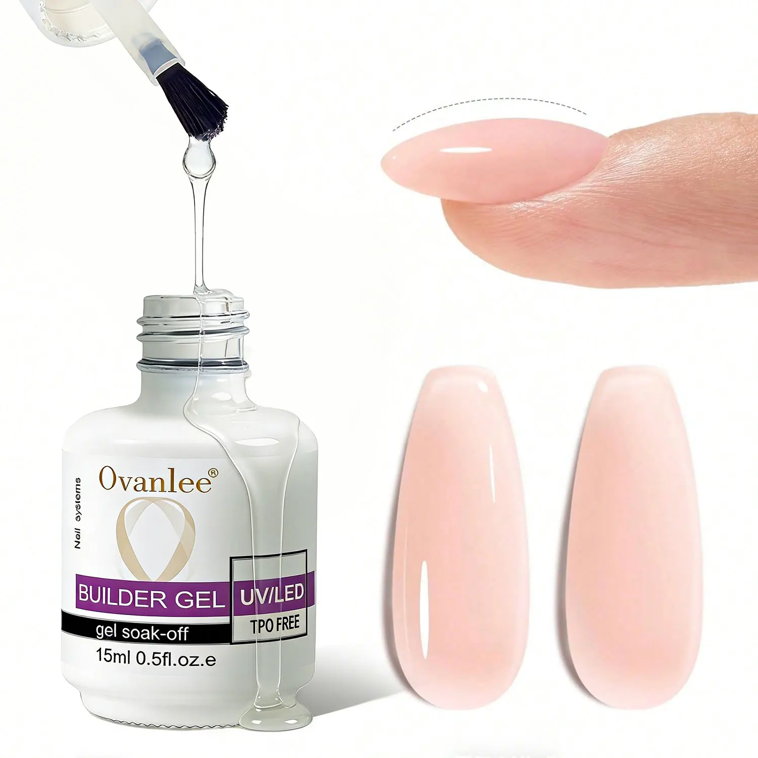Ovanlee 15ml TPO-Free Builder Gel – UV/LED Clear Gel for Nail Strengthening, Apex Building & Natural Extension