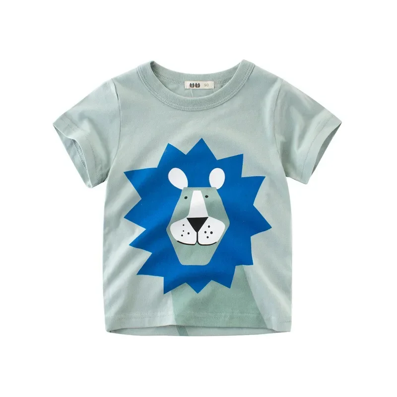 2024 estate nuovo cartone animato elefante T Shirt ragazzi stile europeo e americano abbigliamento per bambini bambini cotone manica corta Top Tees