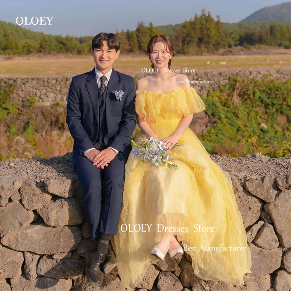 

OLOEY Off the Shoulder Charming Tulle Prom Evening Dresses Korea Lady Party Bride Gowns Long Formal Dress Mariage Wear 2023