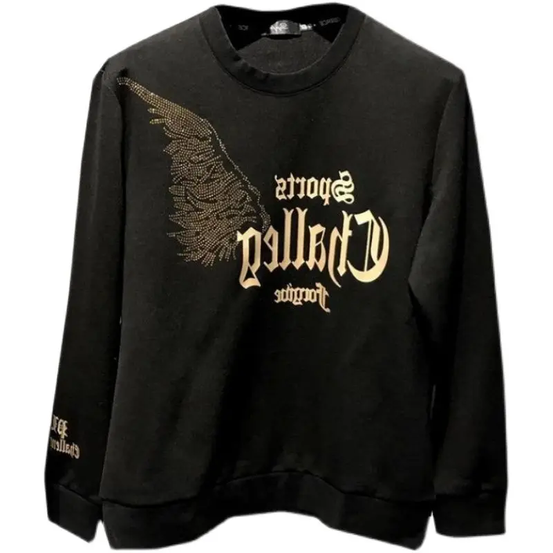 Men's clothing spring and autumn high quality new wings hot diamond printing fashion brand handsome long sleeve T-shirts
