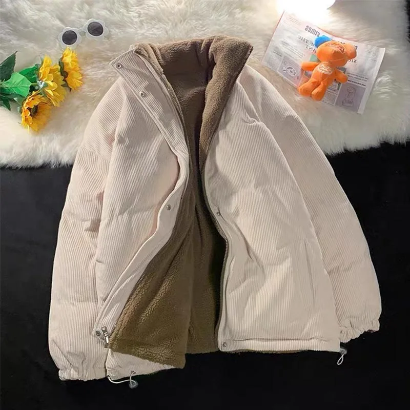 2024 Autumn Winter Kids Thicken Plush Jackets Coat Cotton Padded Clothes Infant Warm Corduroy Outerwear Toddler Thick Clothes