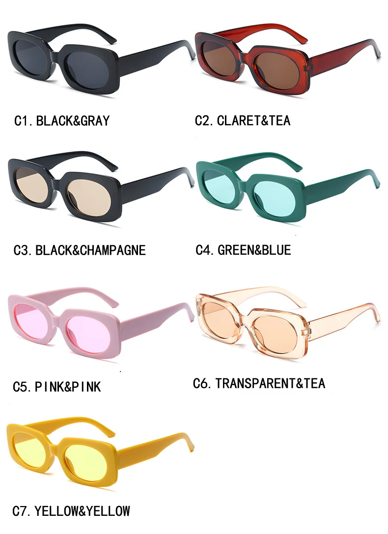 Vintage-Sonnenbrille mit quadratischem Rahmen, modisch, trendig, heiß, für Männer und Frauen, beliebt, Retro-Hip-Hop, weiblich – Detail 4