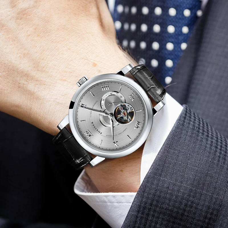 PONIGER Nuovo Stile MIYOTA Movimento Sottile Orologio Da Polso Da Uomo 41.5mm Classico Design Scheletro Luminoso Orologi Automatici