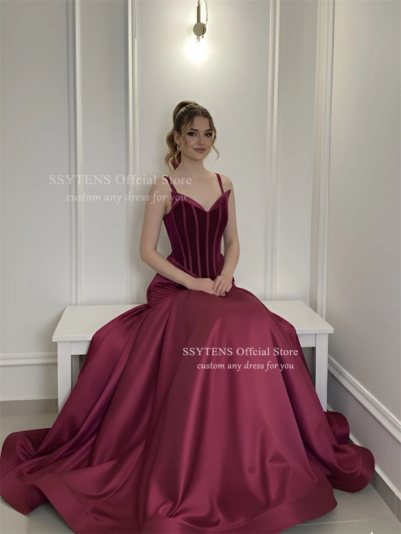 SSYTENS Modern Velour Prom Dresses Sleeveless Abendkleid Floor Length Evening Event Party Gowns Long Robes De Soirée Customized