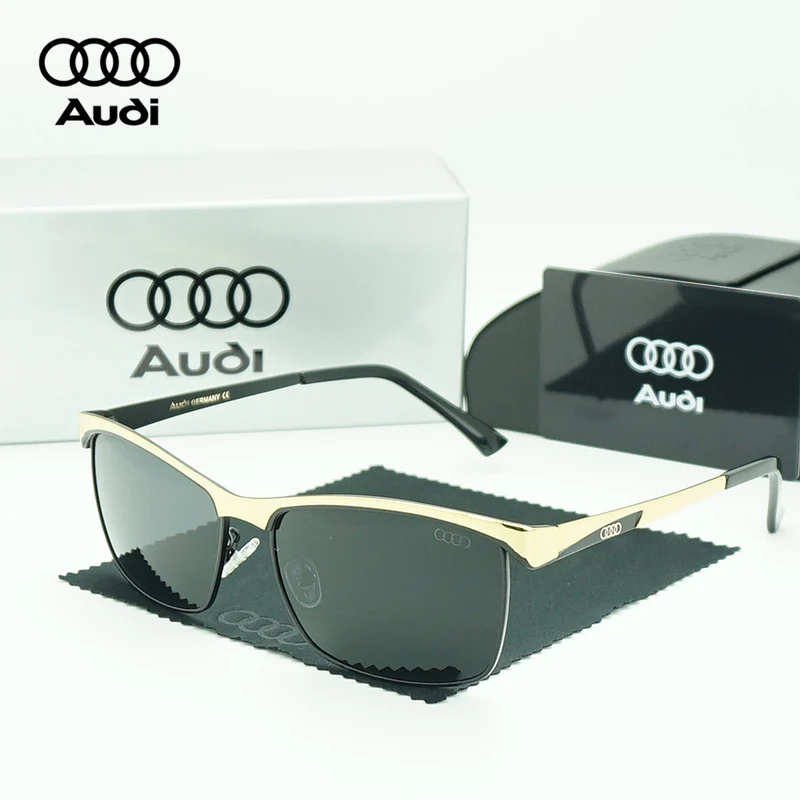 Gafas de sol polarizadas de diseño de marca de lujo Audi para hombre, gafas de sol para piloto, gafas de sol UV400, gafas de sol masculinas, lentes 59