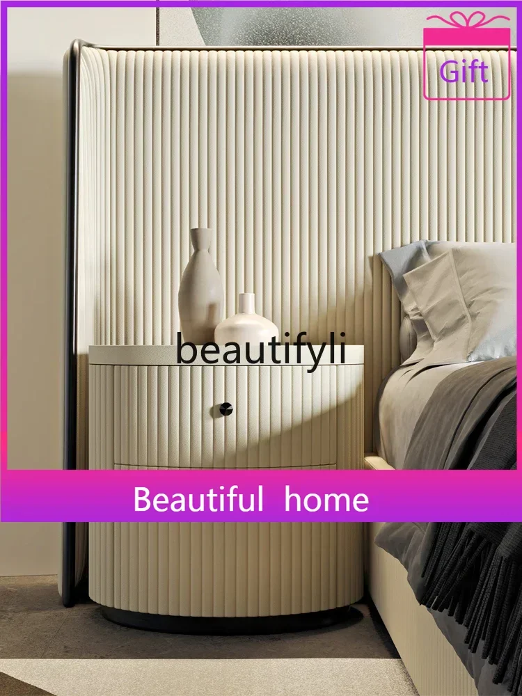 

11Дизайнерская элитная мраморная светлая роскошная прикроватная тумбочка