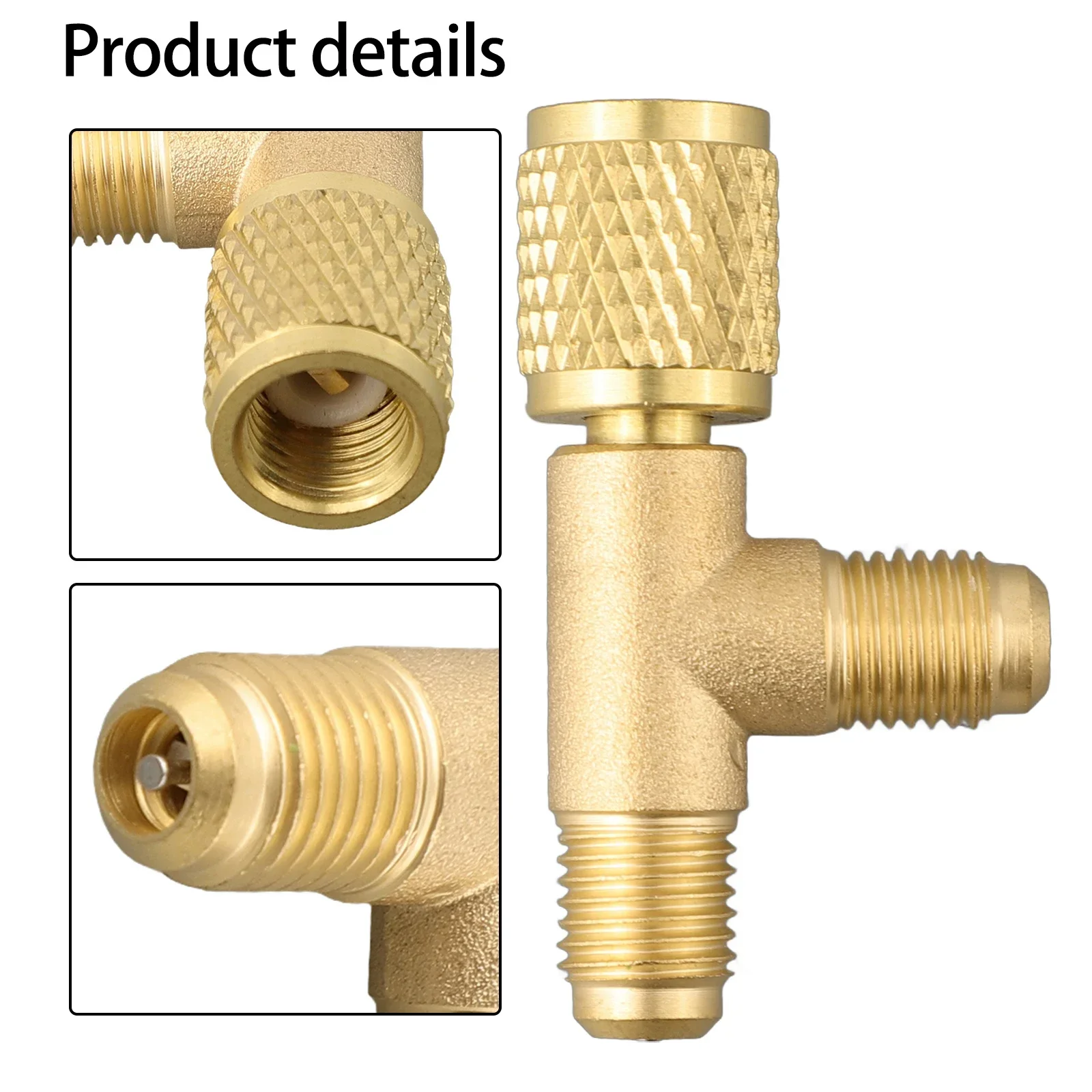 Brass 1/4 SAE Valve Tee Adapter Quick Connect for R22 R12 R134 Designed for Stable HVAC System Performance