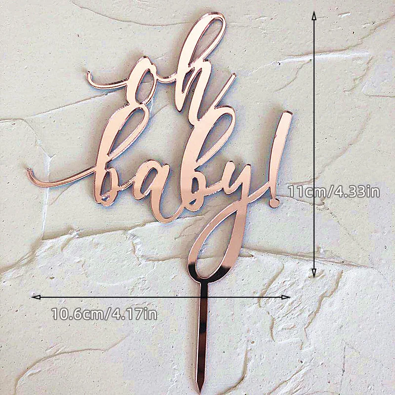 Oh Baby-Acryl-Kuchenaufsatz, alles Gute zum Geburtstag, Partydekoration, Junge oder Mädchen, Geschlecht offenbaren, Dessert-Dekor 1 Stück/3 Stück/5 Stück – Detail 4