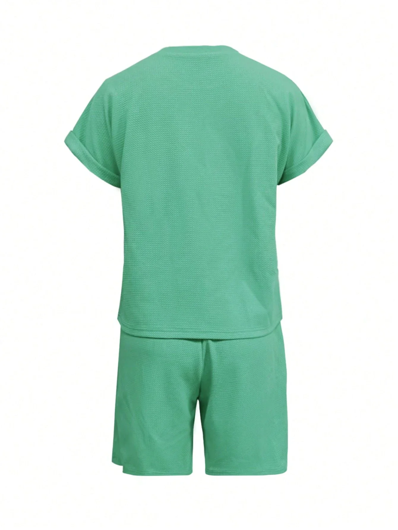 

Women's Summer Casual Solid Color Short Sleeve Top And Shorts 2 Piece Set