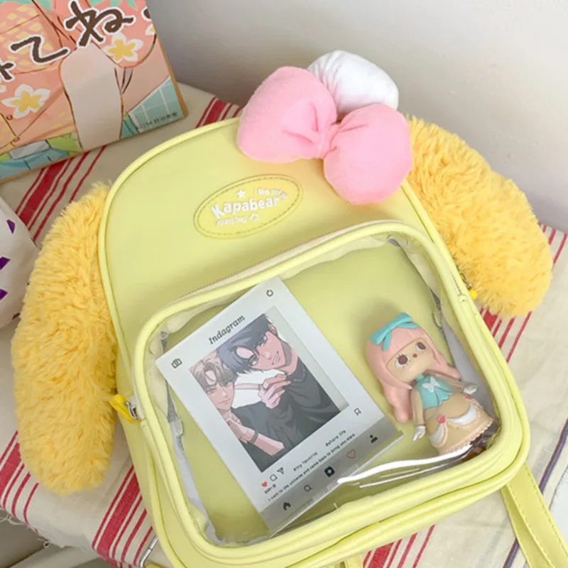 Disney CookieAnn Big Ears Pain Bags Girls Transparents Pockets Kawaii College Bags Cute Lolita Ita Bags Student Small Backpack