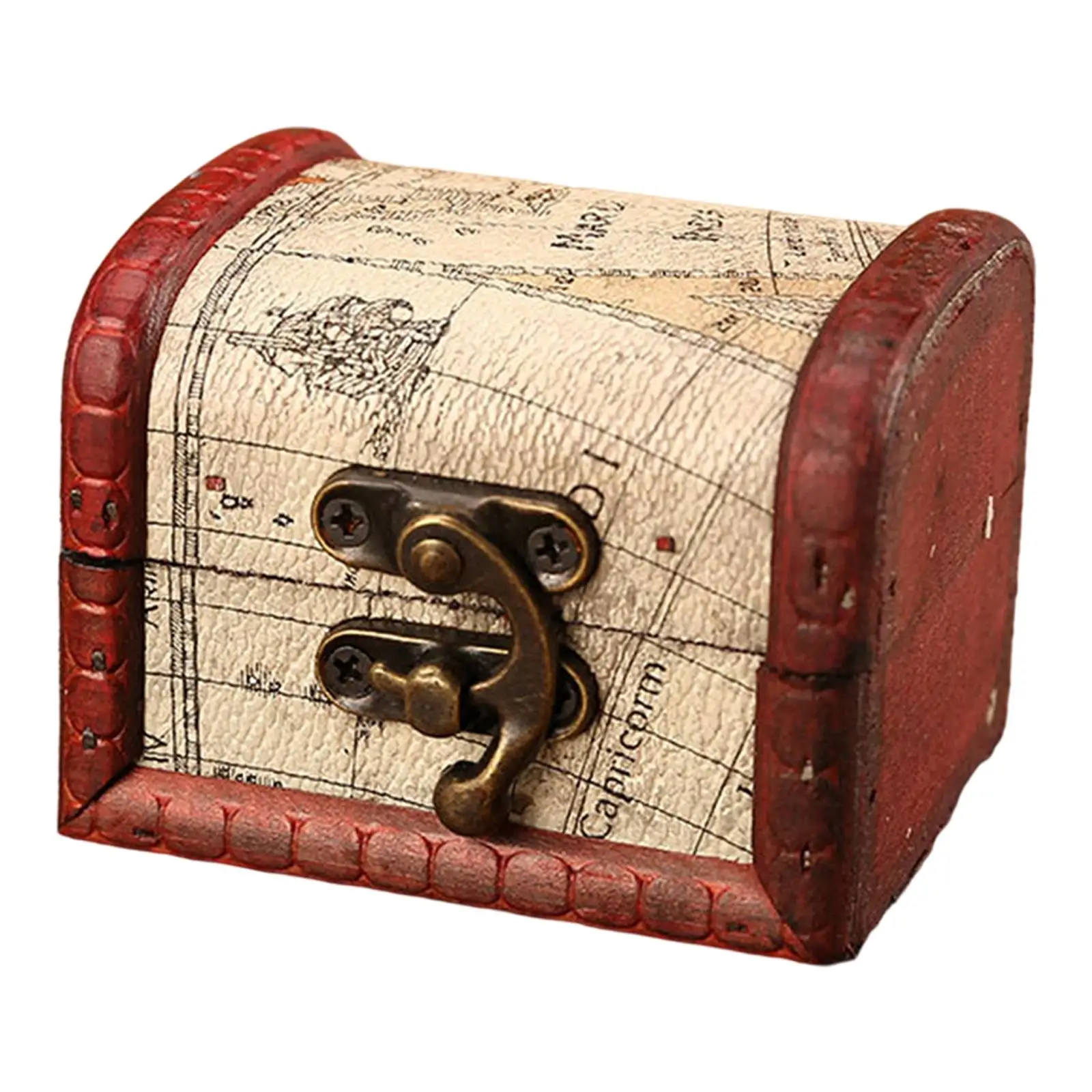 2-6pack Wooden Treasure Chest Jewelry Organizer Box Piggy Bank Container Decor