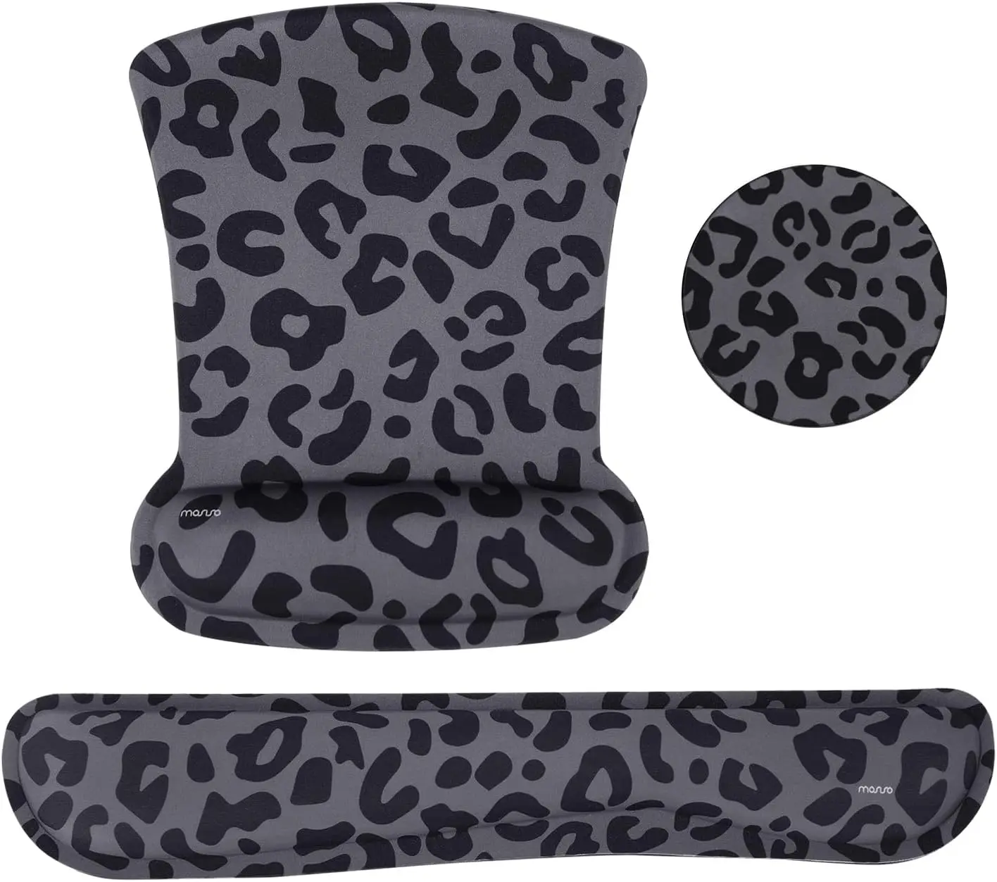 Ergonomic Wrist Rest Support for Mouse Pad & Keyboard Set, Non-Slip Base, Memory Foam Cushion, Black